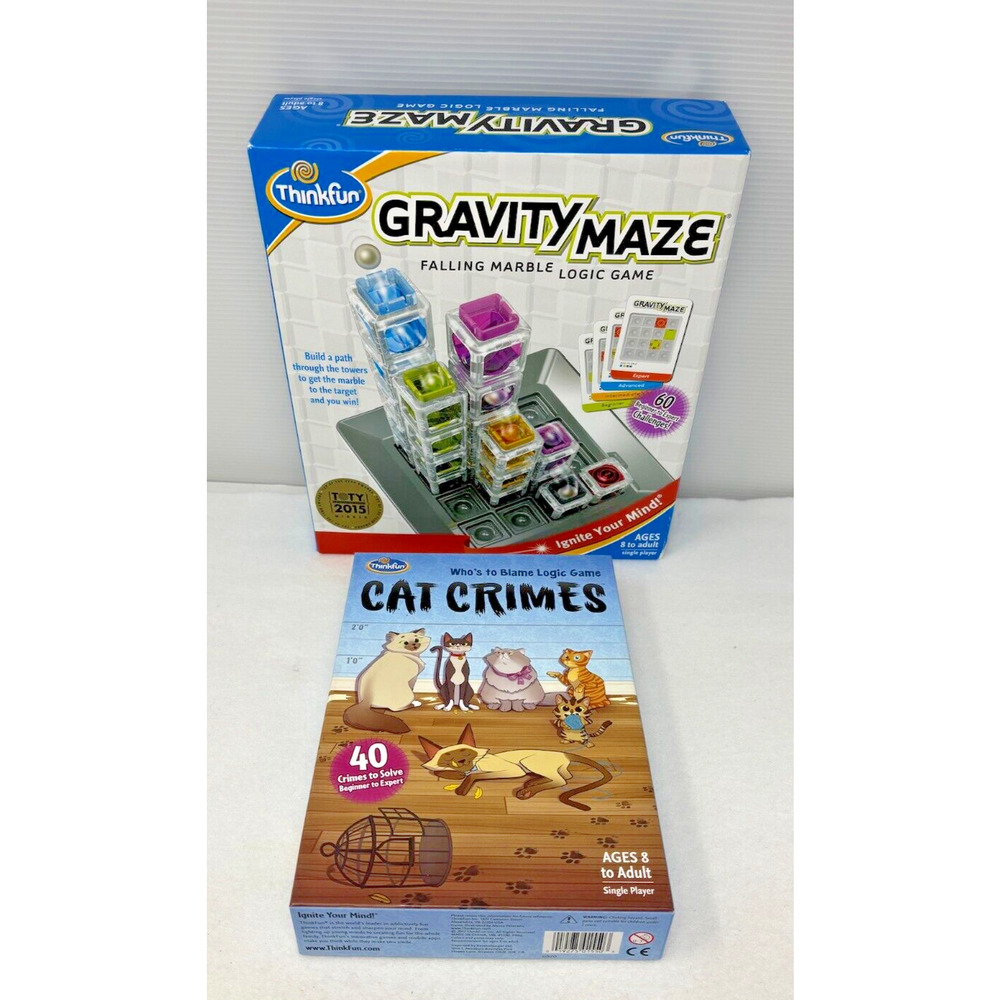 Gravity Maze Cat Crimes Logic Games Thinkfun Lot of‎ 2